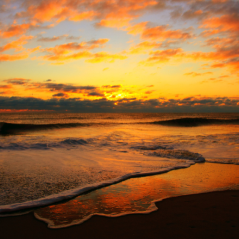 Fall sunset over Tybee Island beach