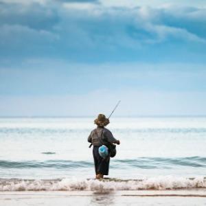 Woman Fishing on Beach Little Tybee Island