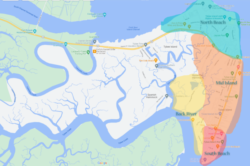 Map of Tybee with Color Overlays