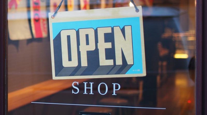 Open Sign On Glass Door