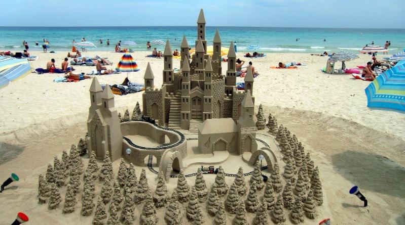 Professional Sand Castle On Beach