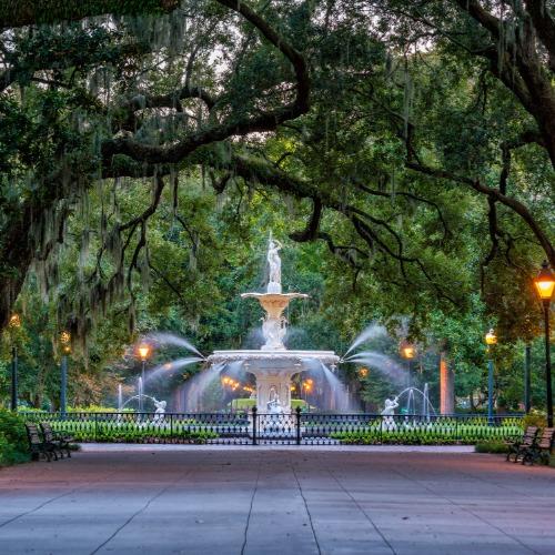 Forsyth Park, Fountain, and Trees